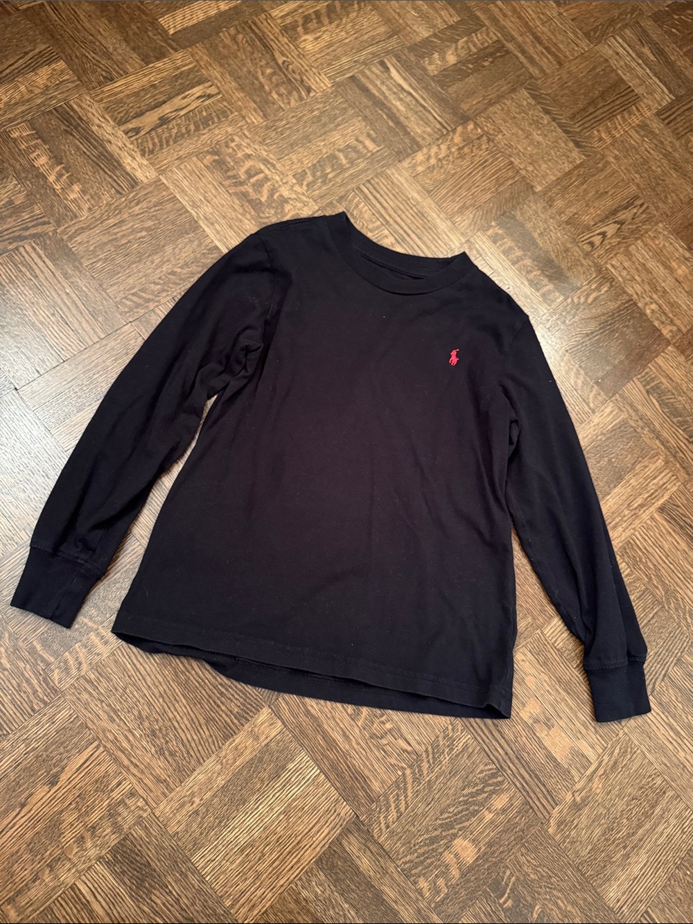 Ralph Lauren size 6 Long Sleeve Crew Tee in Black with Red Pony